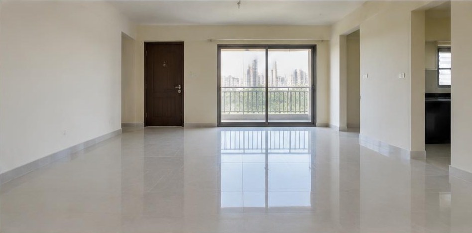 Illustrative after: New floor tiles with aligned joints and finished skirting.